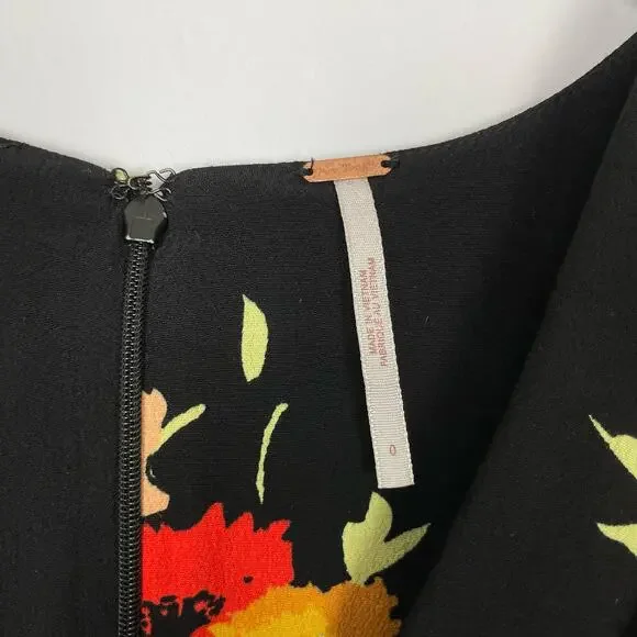 Free People | Neon Garden Black Floral Mini Dress - Picture 10 of 12